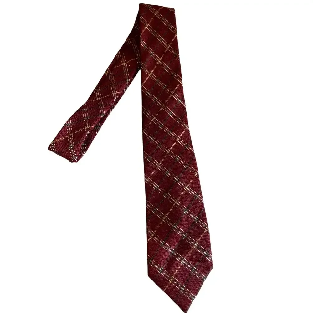 Vintage 80s Geoffrey Beene wool plaid tie